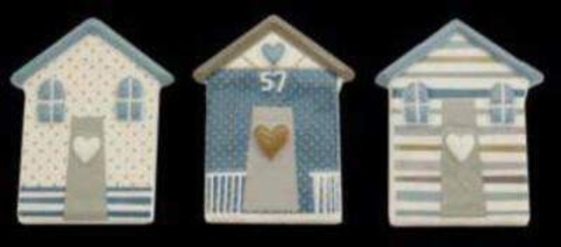 Part of the Gisela Graham 'Beach Hut' range - Ceramic Beach Hut Magnets Choice of 3 please if preference specify Blue, Cream or Stripe when ordering. Size 6.5x4.5cm